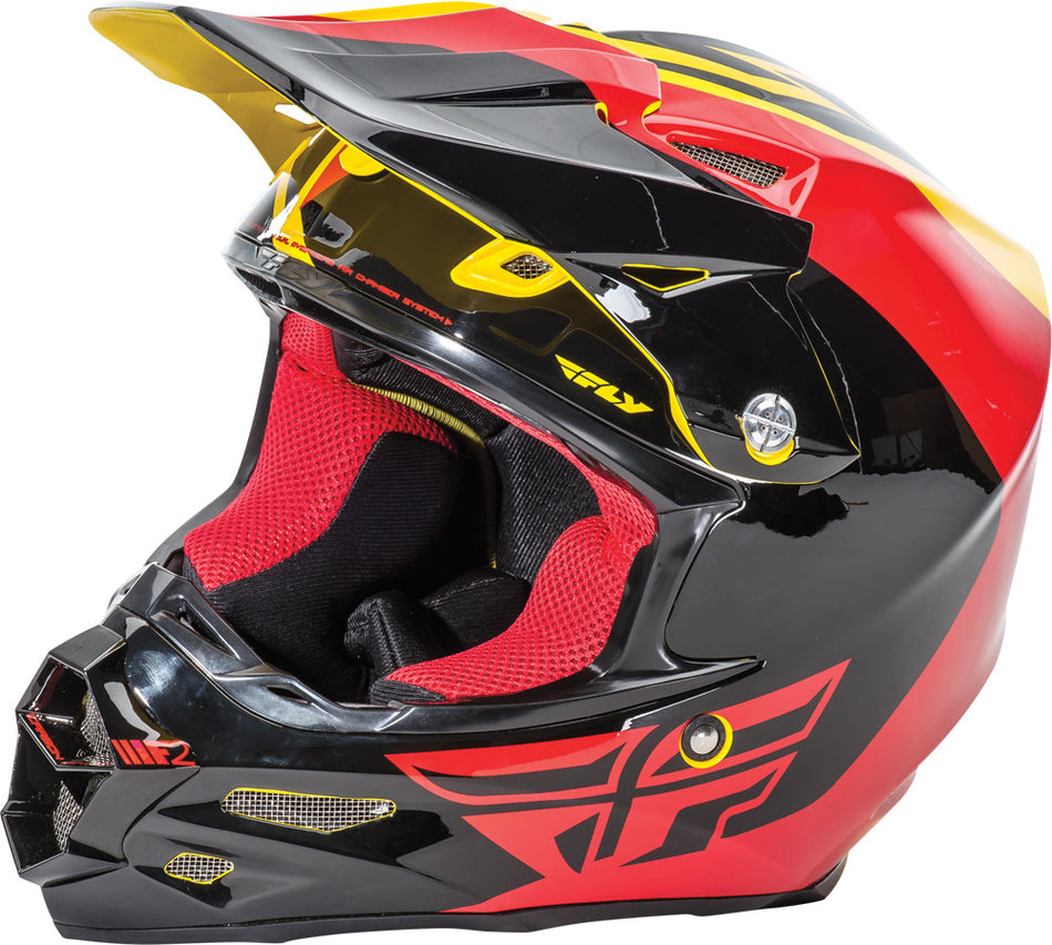 FLY RACING F2 Carbon Pure Helmet Yellow/Black/Red 2x 73-41242X