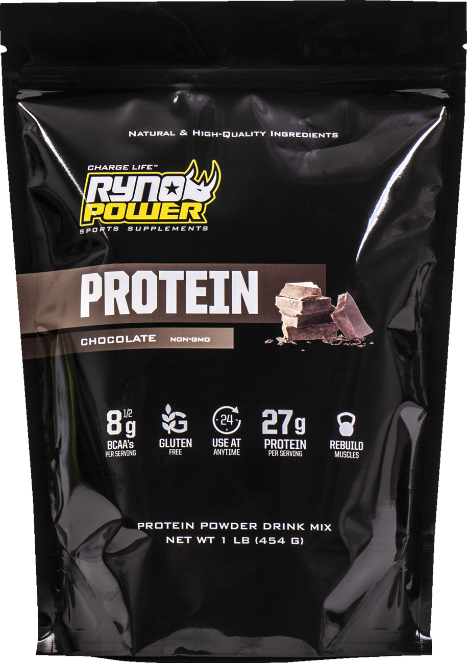 RYNO POWER Protein Powder - Chocolate - 1 lb - 10 Servings 1LB-PPC