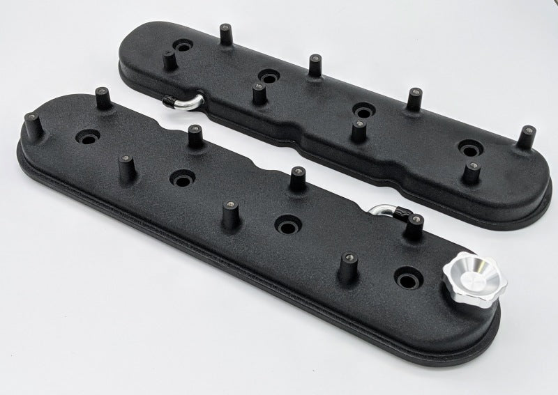 Granatelli 96-22 GM LS Standard Hieght Valve Cover w/Angled Coil Mount - Blk Wrinkle (Pair)
