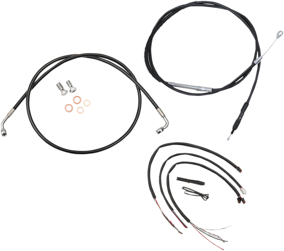 LA CHOPPERS Kit de cable de manillar/línea de freno - Completo - Manillar Ape Hanger de 15" - 17" - Vinilo negro LA-8153KT2-16B 