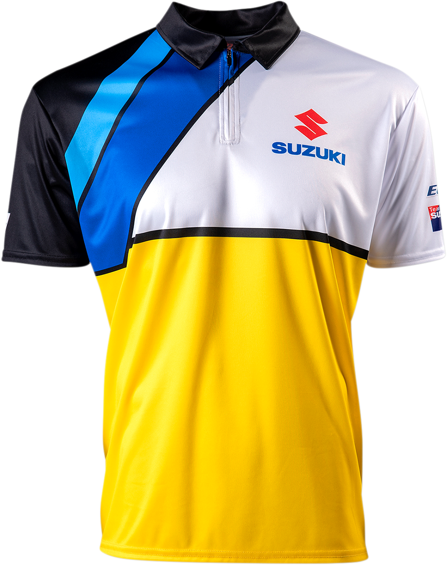 FACTORY EFFEX Suzuki Team Pit Shirt - White/Yellow - Large 23-85404
