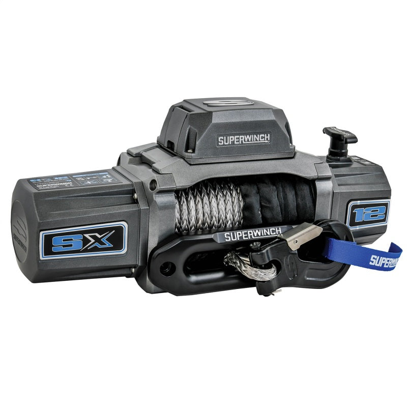 Superwinch 12000 LBS 12V DC 3/8in x 80ft Synthetic Rope SX 12000SR Winch - Graphite 1712201