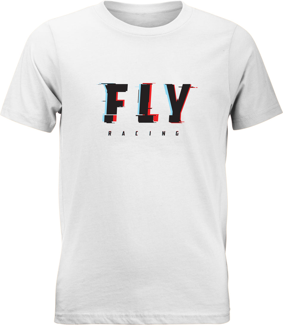 FLY RACING Fly Youth Glitch Tee White Ym 352-1101YM