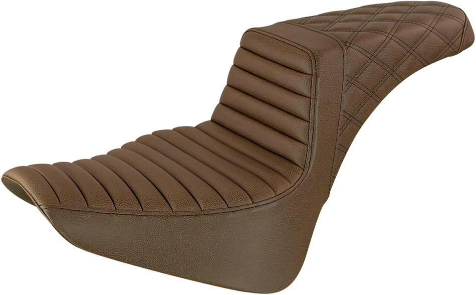 SADDLEMEN Step-Up Seat - Front Tuck-n-Roll/Rear Lattice Stitch - Brown 818-33-176BR