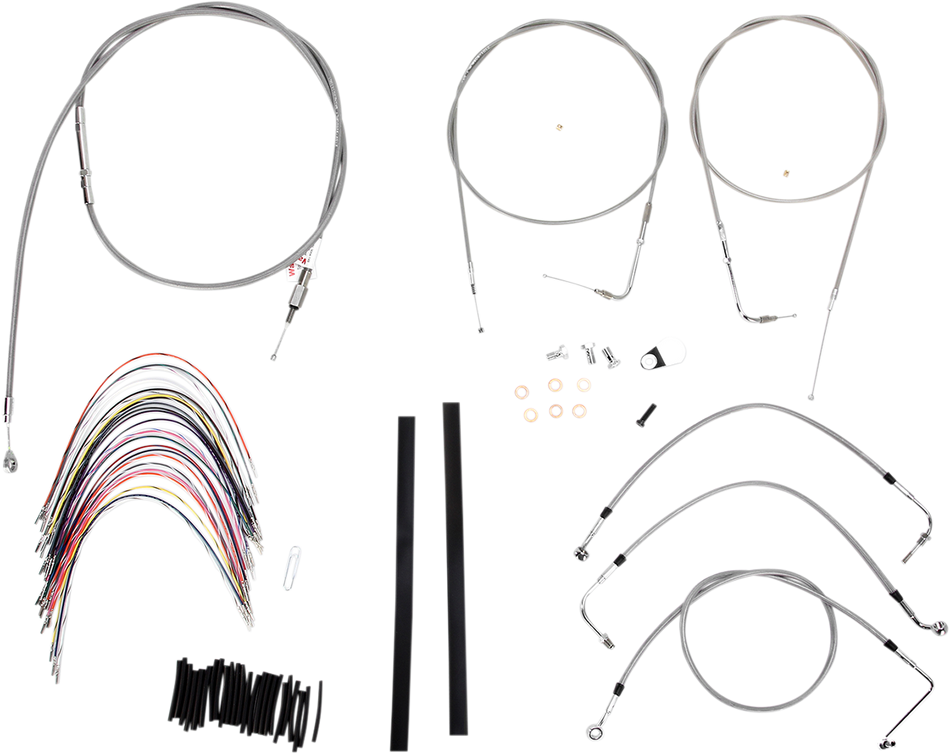 BURLY BRAND Kit de cable de manillar/línea de freno - Completo - Manillar Ape Hanger de 18" - Acero inoxidable B30-1081 