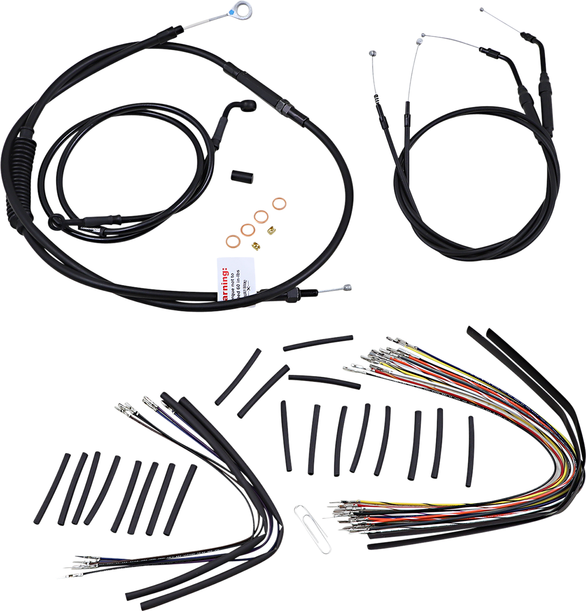 BURLY BRAND Cable Kit - Jail Bar - 12" Handlebars - Black Vinyl B30-1140