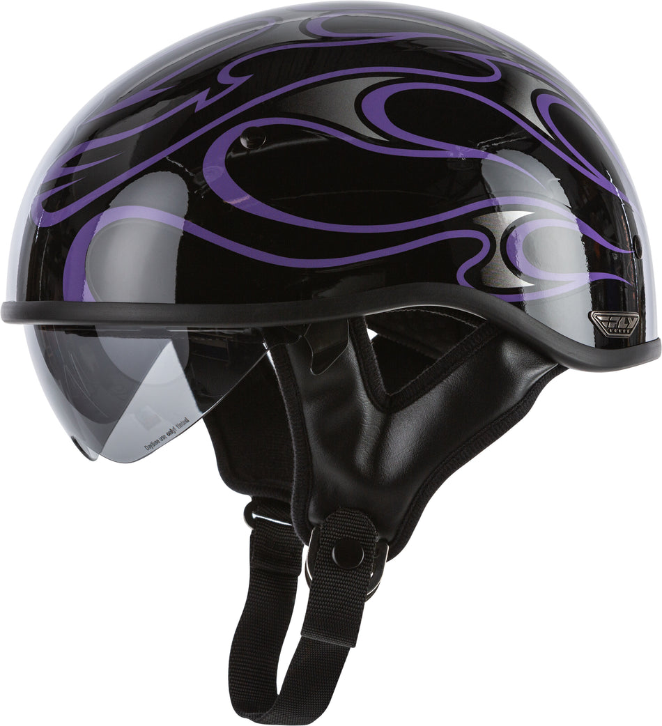 FLY RACING .357 Flame Half Helmet Gloss Purple Lg 73-8216-4