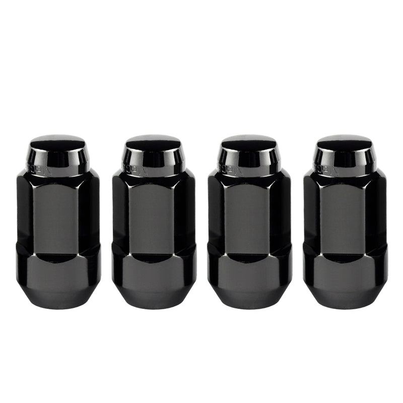 McGard Hex Lug Nut (Cone Seat Bulge Style) M14X1.5 / 22mm Hex / 1.945in. Length (4-Pack) - Black 64034