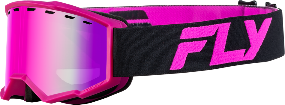 FLY RACING Yth Focus Snow Goggle Blk/Pink W/ Pink Mirror/Rose Lens FLB-24FY1