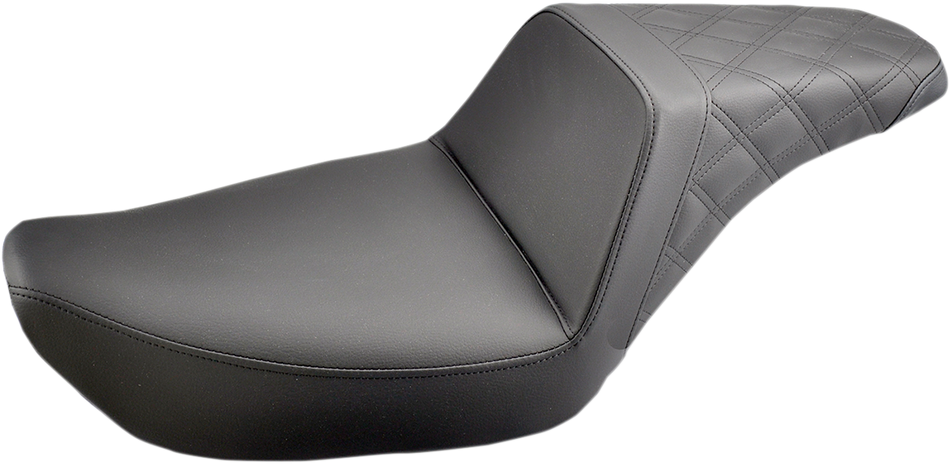 SADDLEMEN Step Up Seat - Rear Lattice Stitched - Black - FXD 896-04-173