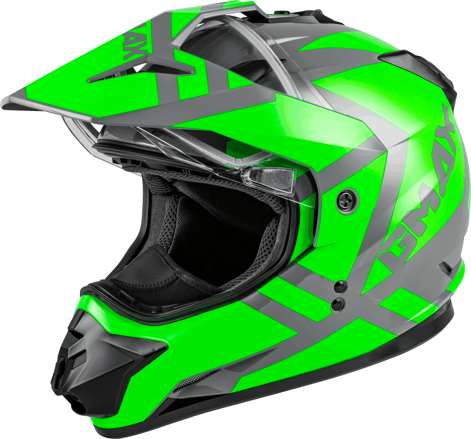 GMAX Gm-11s Dual-Sport Trapper Snow Helmet Grey/Neon Green 2x G2113678