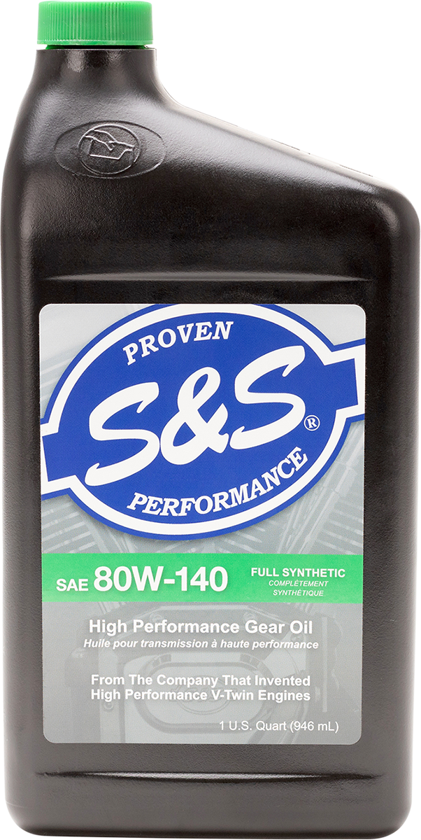 Aceite sintético para engranajes S&amp;S CYCLE - 80W-140 - 1 cuarto de galón estadounidense 153756
