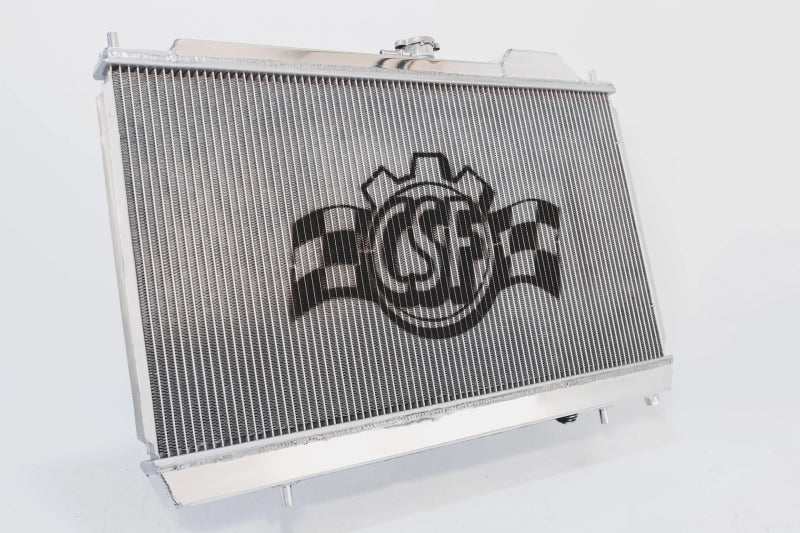 CSF 96-07 Mitsubishi Evo 4/5/6/7/8/9 Full-Slim Radiator w/12in Fan & Shroud/-16AN & Slip On Fitting 7075