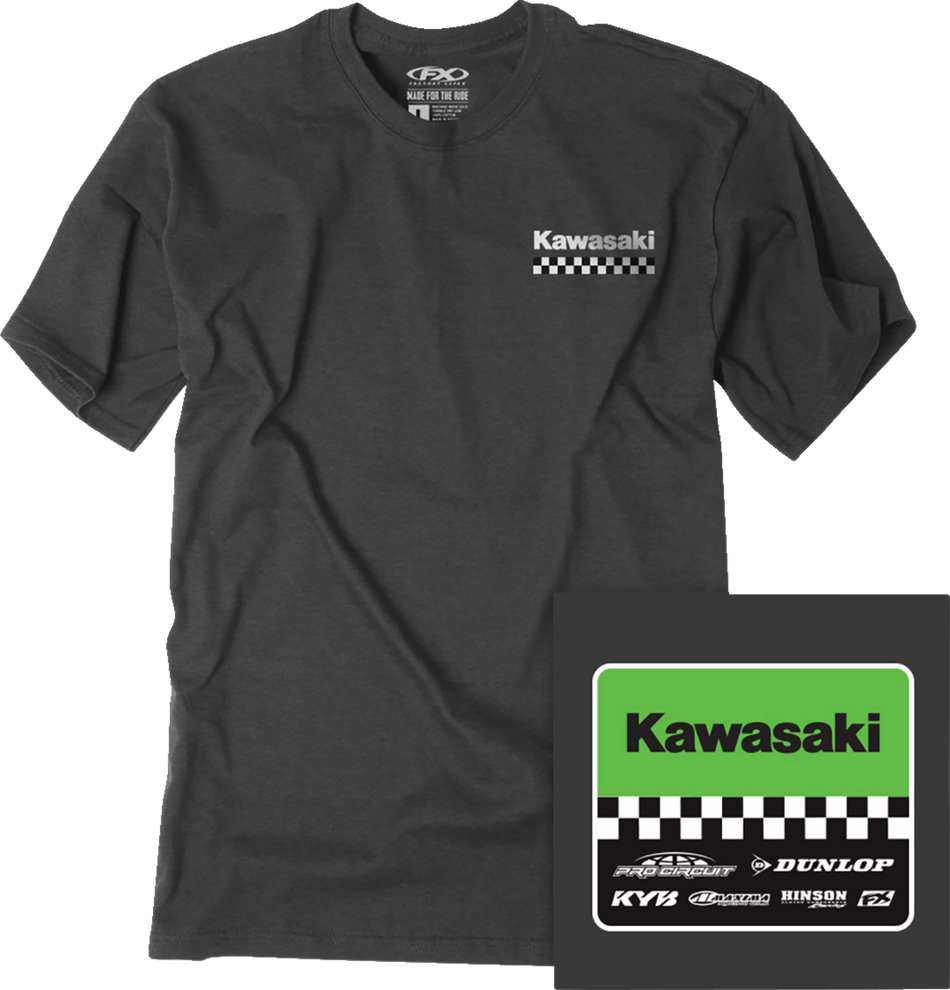 FACTORY EFFEX Kawasaki Starting Line T-Shirt - Heather Charcoal - Medium 27-87102