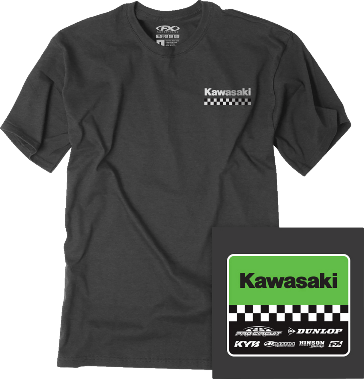 FACTORY EFFEX Kawasaki Starting Line T-Shirt - Heather Charcoal - XL 27-87106