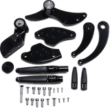 HAWG HALTERS Forward Control - 18+ Softail - Black Anodized - Standard - Folding Rubber Inlay Pegs - Solid Lever FCK-S18A-FR