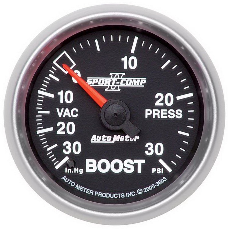 Autometer Sport-Comp II 52mm 30 PSI Mechanical Boost Vacumm Gauge 3603