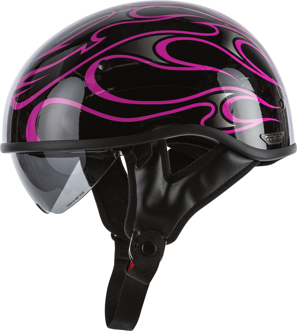 FLY RACING .357 Flame Half Helmet Gloss Pink Lg 73-8215-4