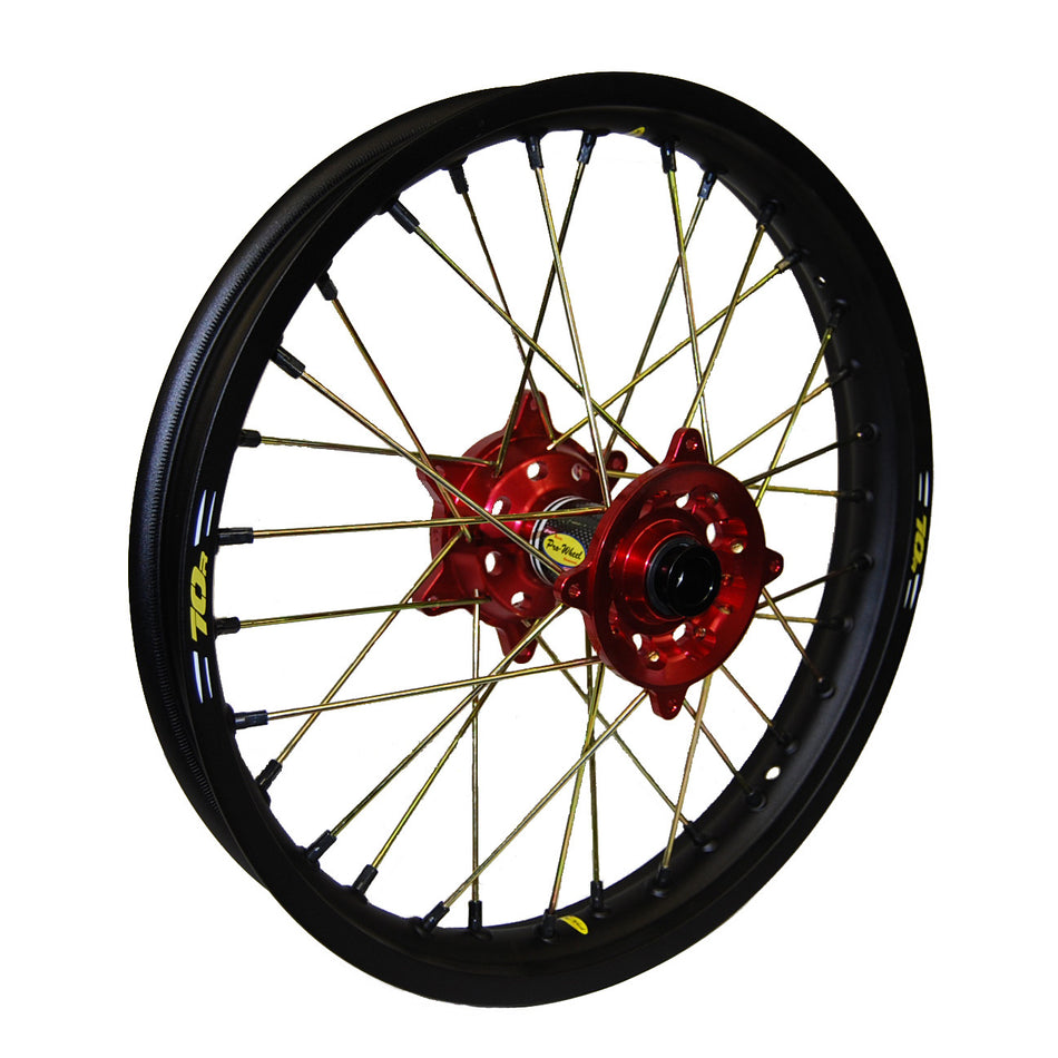 PRO-WHEEL Wheel Rear 1.85x19 Red Hub Blk Rim/Gld Spoke/Blk Nipple 24-1317242