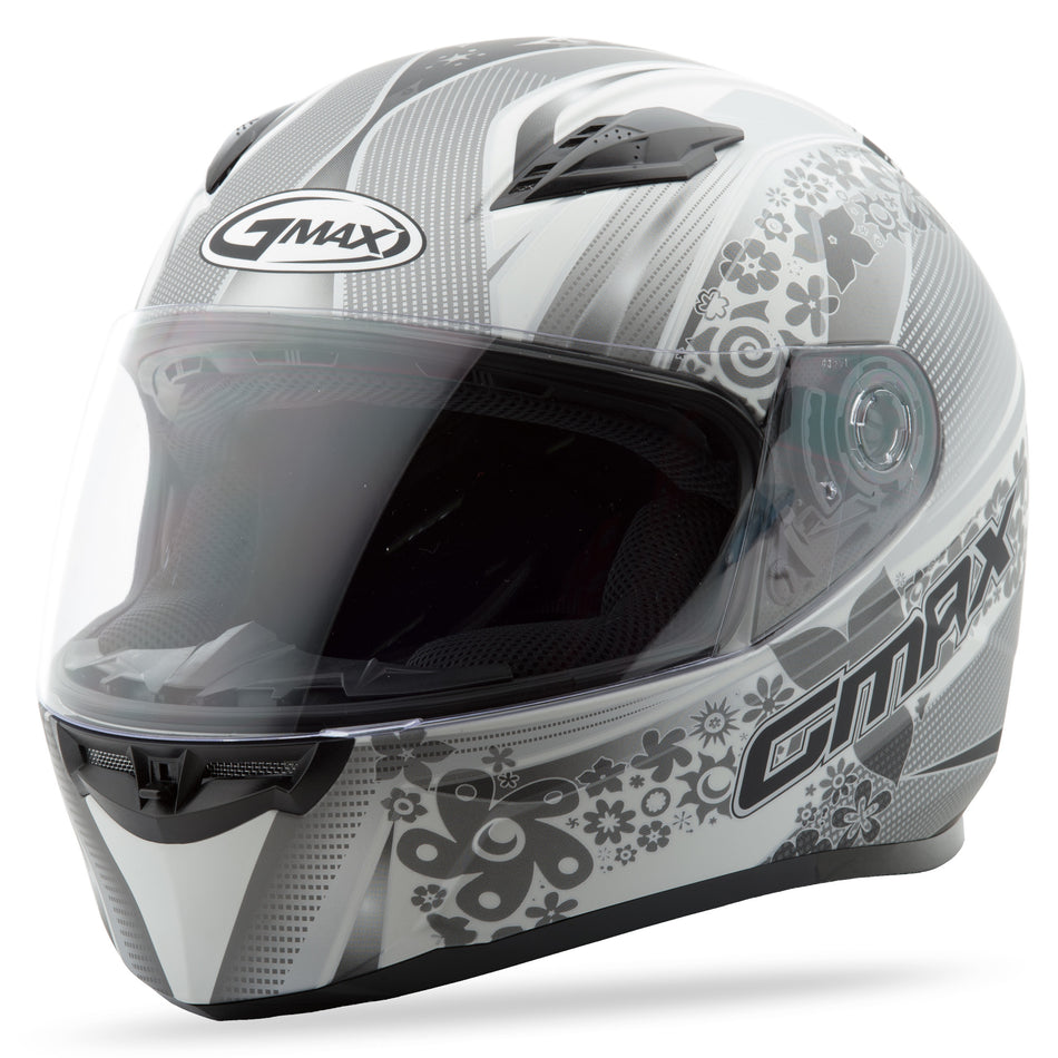 GMAX Ff-49 Full-Face Elegance Helmet Matte White/Silver Md G7492245 TC-12F