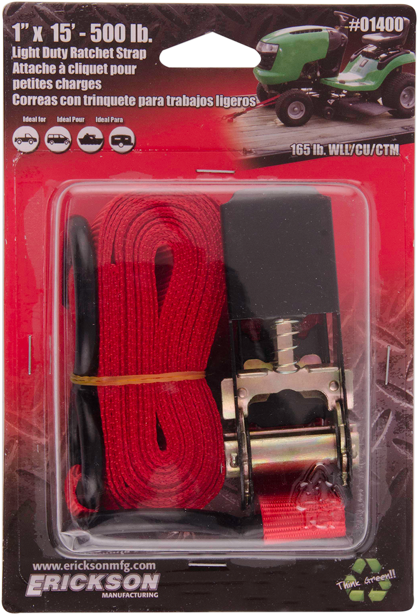 ERICKSON Ratchet Strap - 1" x 15' - Red 1400