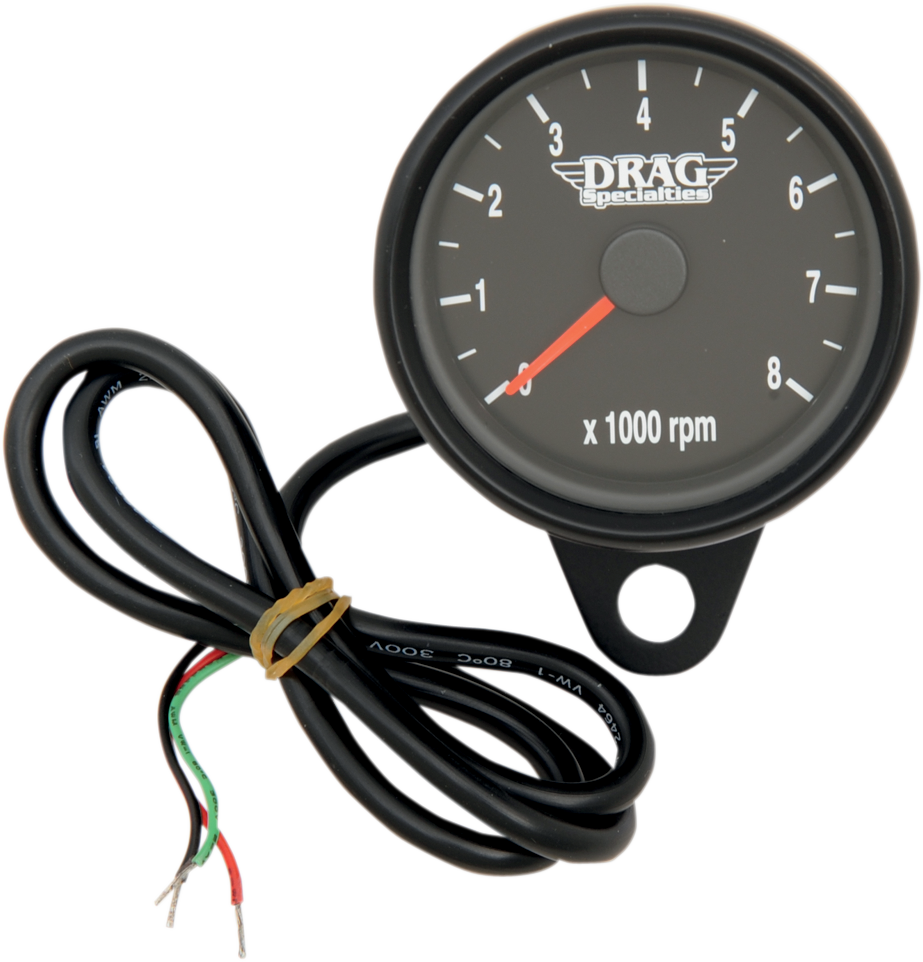 DRAG SPECIALTIES Mini Electronic Tachometer - Black - Backlit LED Black Face - 2.4" 21-6894BDS