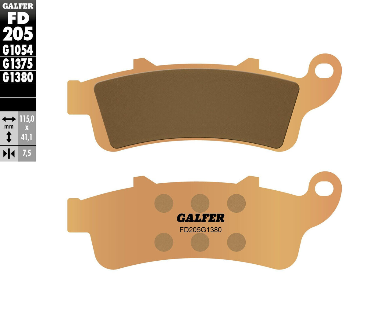 GALFER Brake Pads Sintered Fd205g1380 FD205G1380