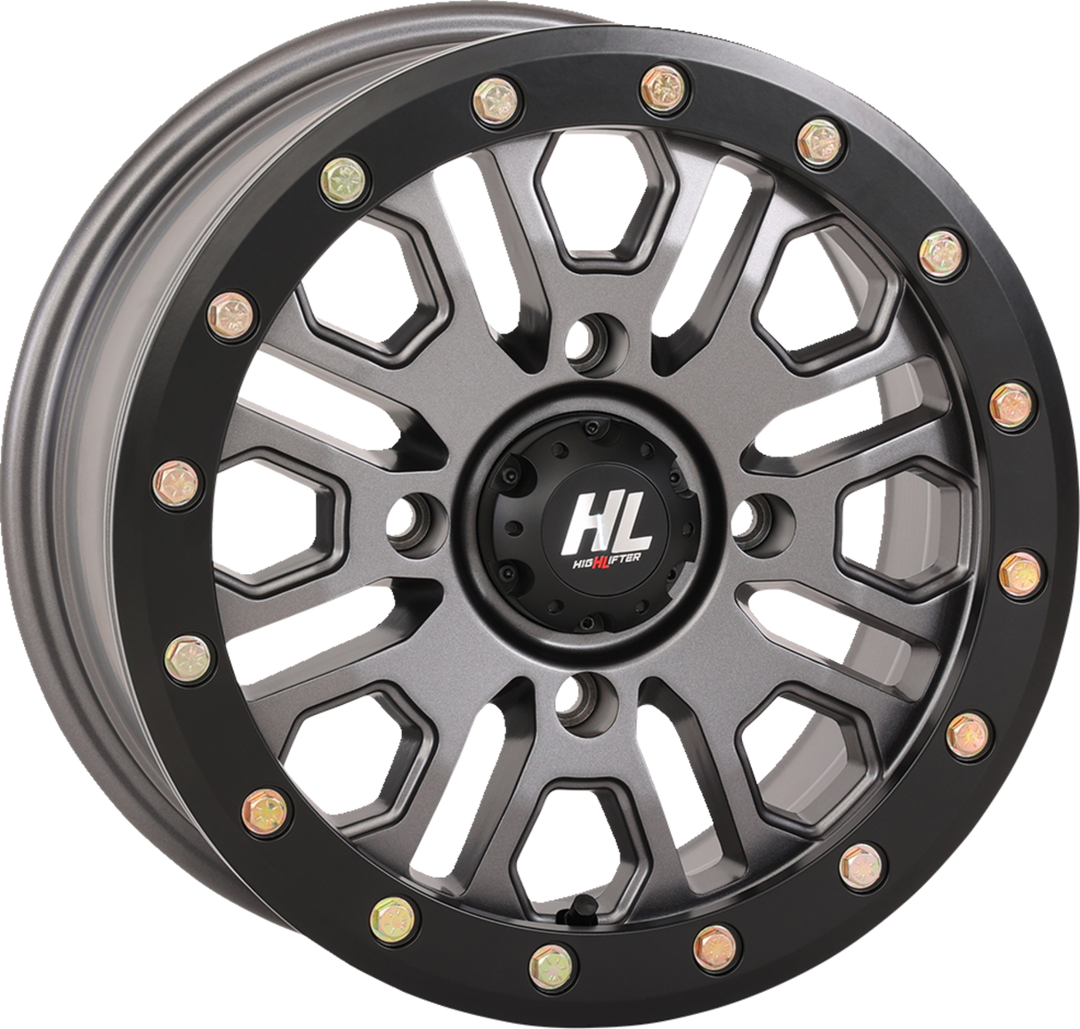 HIGH LIFTER Wheel - HL23 Beadlock - Front/Rear - Gun Metal Gray - 14x7 - 4/156 - 5+2 (+38 mm) 14HL23-1556