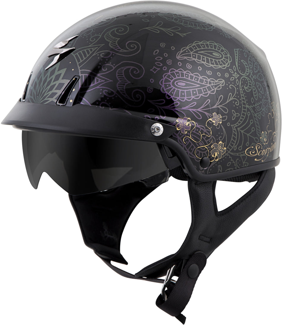 SCORPION EXO Exo-C110 Open-Face Helmet Azalea Black/Gold Md C11-2404