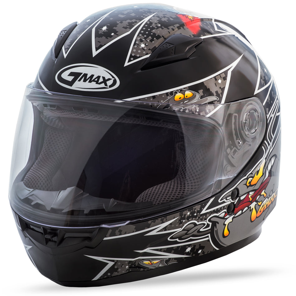 GMAX Youth Gm-49y Full-Face Alien Helmet Black/Silver Yl G7496242 TC-5