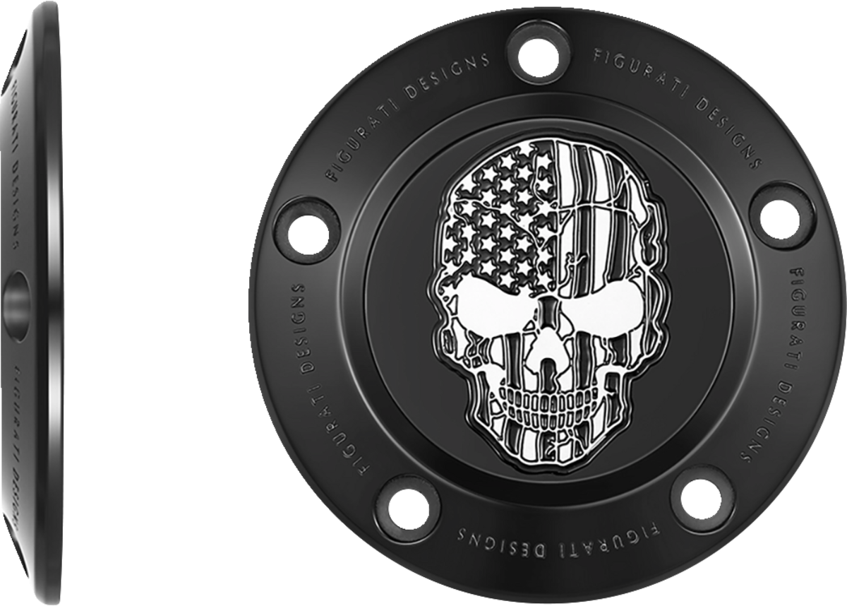 FIGURATI DESIGNS Timing Cover - 5 Hole - Skull - Contrast Cut - Black FD28-TC-5H-BLK