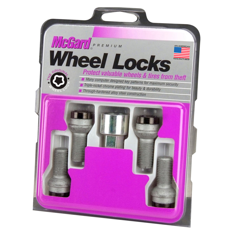 McGard Wheel Lock Bolt Set - 4pk. (Radius Seat) M14X1.5 / 17mm Hex / 27.0mm Shank Length - Black 28374