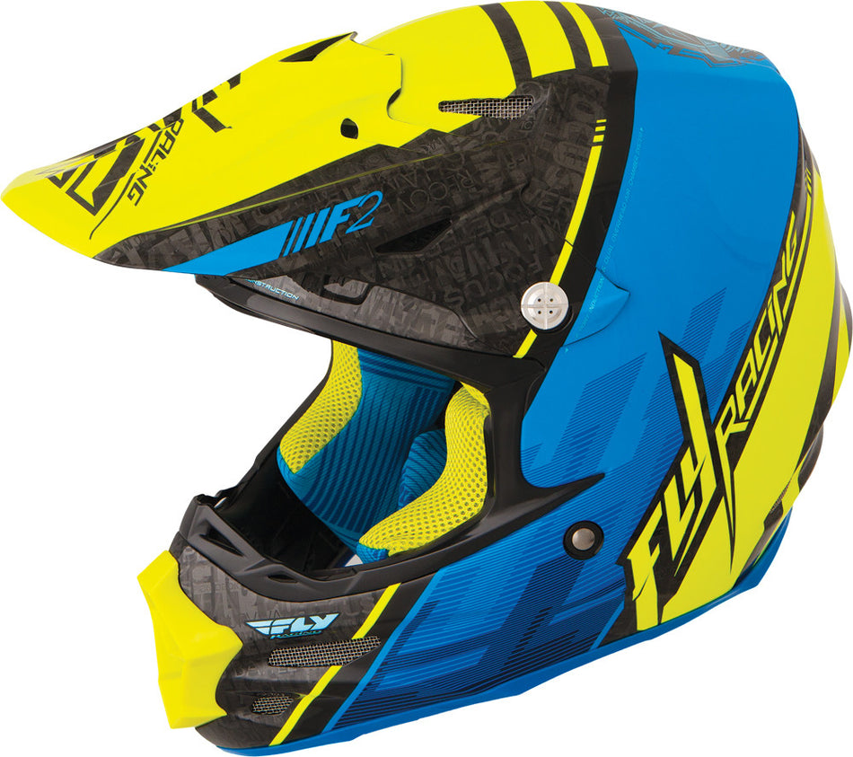 FLY RACING F2 Carbon Canard Helmet Black/Blue/Hi-Vis 2x 73-40932X
