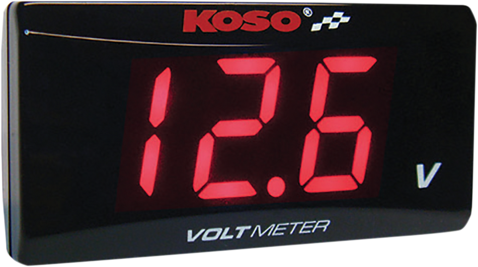 KOSO NORTH AMERICA Voltímetro súper delgado - Dígitos rojos - 2.22" W x 1.06" H x 0.43" D BA024R00