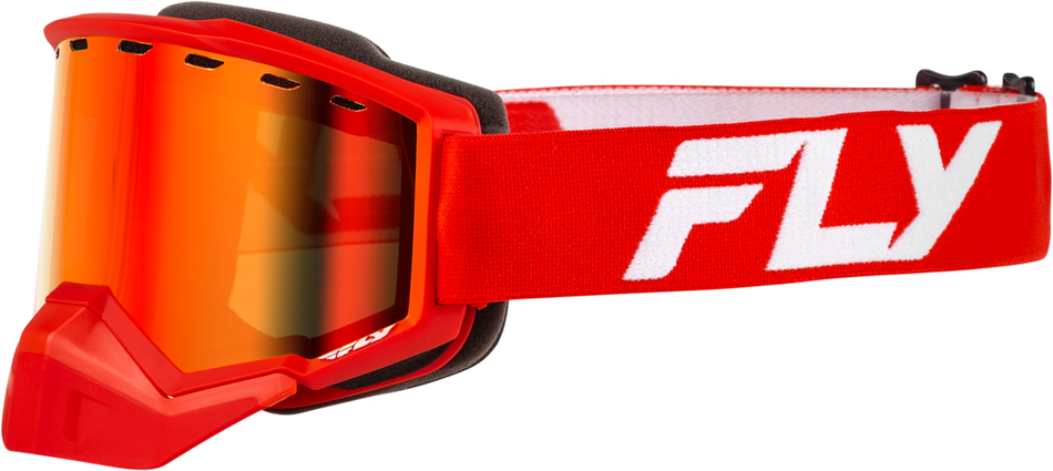 FLY RACING Focus Snow Goggle Red/White W/ Red Mirror/Amber Lens