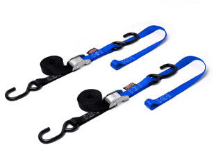 POWERTYE Tie-Down Cam S-Hook Soft-Tye 1"X6' Black/Blue Pair 23623