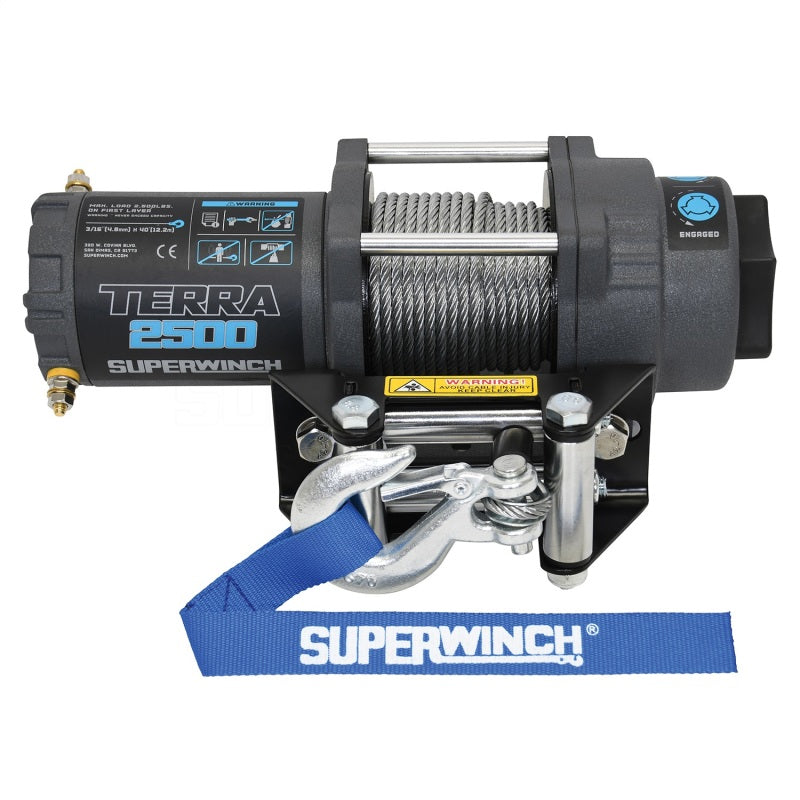 Superwinch 2500 LBS 12V DC 3/16in x 40ft Steel Rope Terra 2500 Winch - Gray Wrinkle 1125260