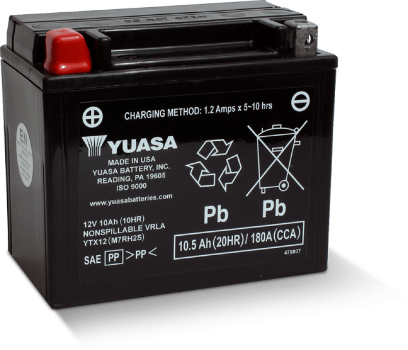 Yuasa YTX12 Maintenance Free AGM 12 Volt Battery YUAM7RH2STWN