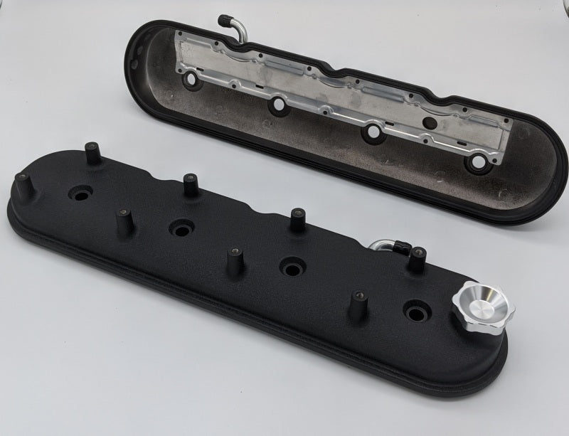 Granatelli 96-22 GM LS Standard Hieght Valve Cover w/Angled Coil Mount - Blk Wrinkle (Pair)
