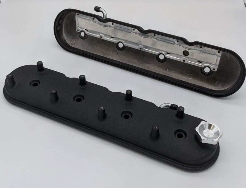 Granatelli 96-22 GM LS Standard Hieght Valve Cover w/Angled Coil Mount - Blk Wrinkle (Pair) 640367