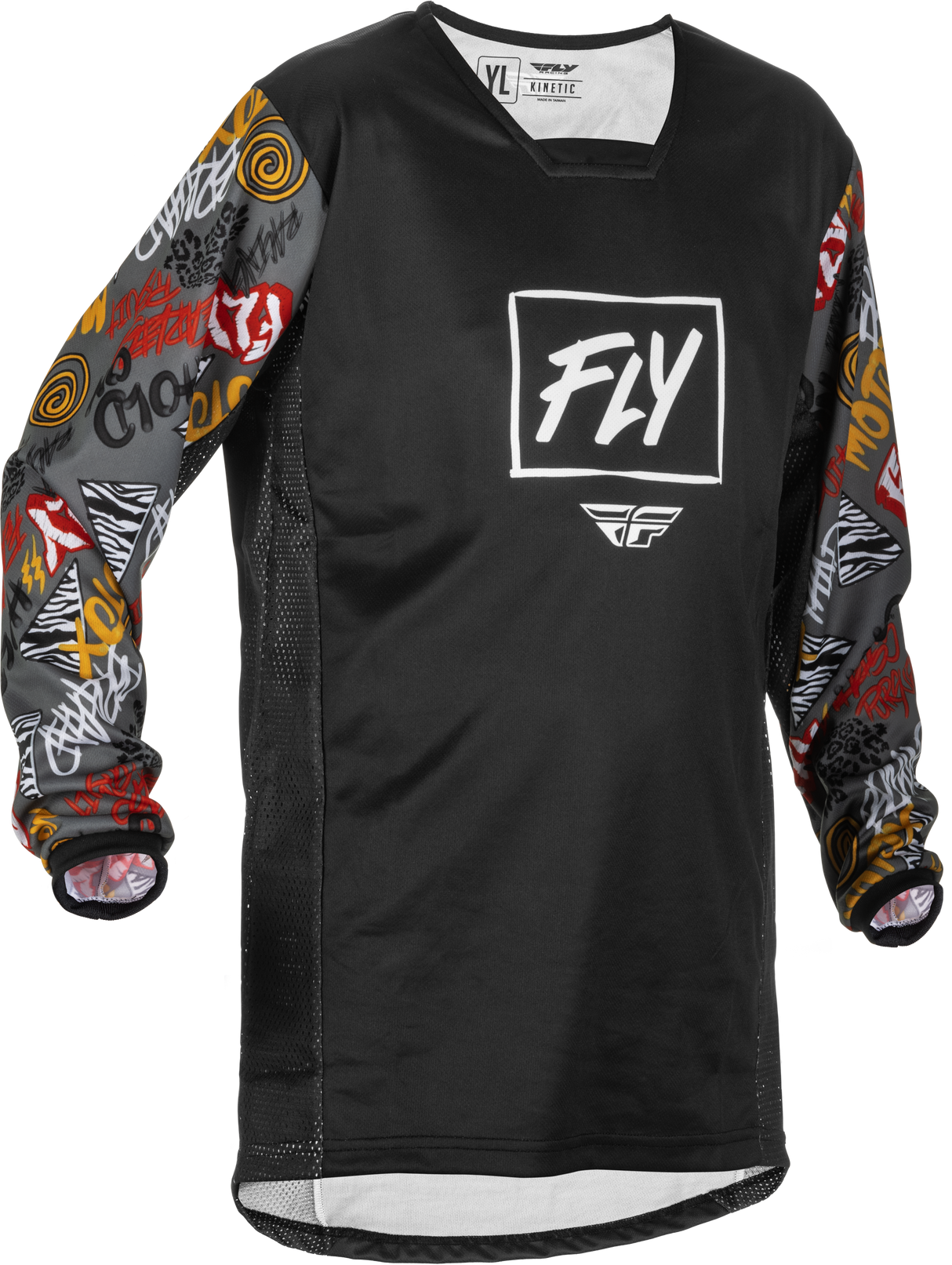 FLY RACING Youth Kinetic Rebel Jersey Black/Grey Yl 375-425YL