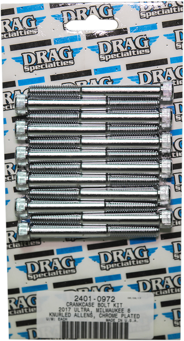 DRAG SPECIALTIES Crankcase Knurled Bolt Kit - Chrome - M8 MK778