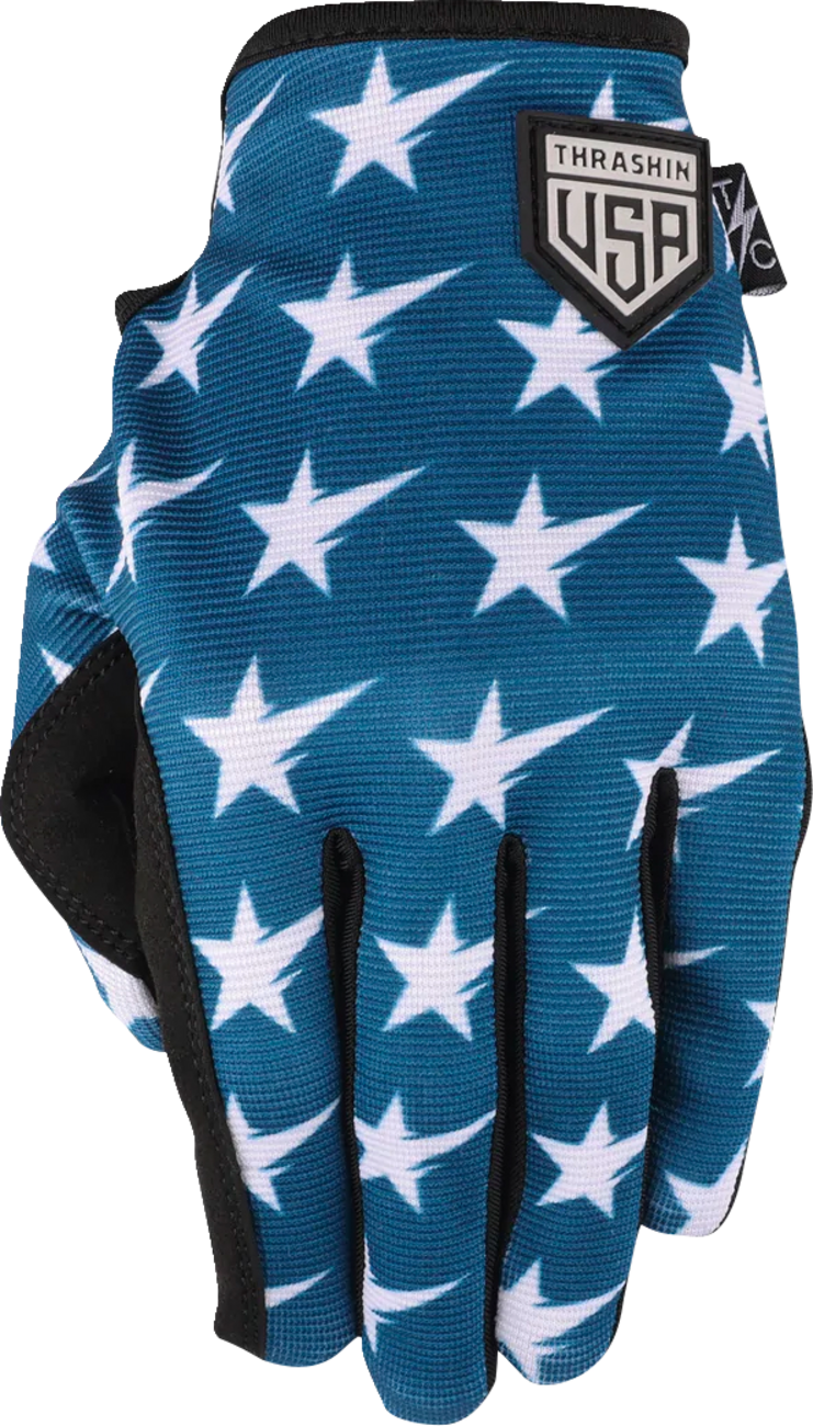 THRASHIN SUPPLY CO. Stars & Bolts Stealth Gloves - Red/Blue - Medium SV1-12-09