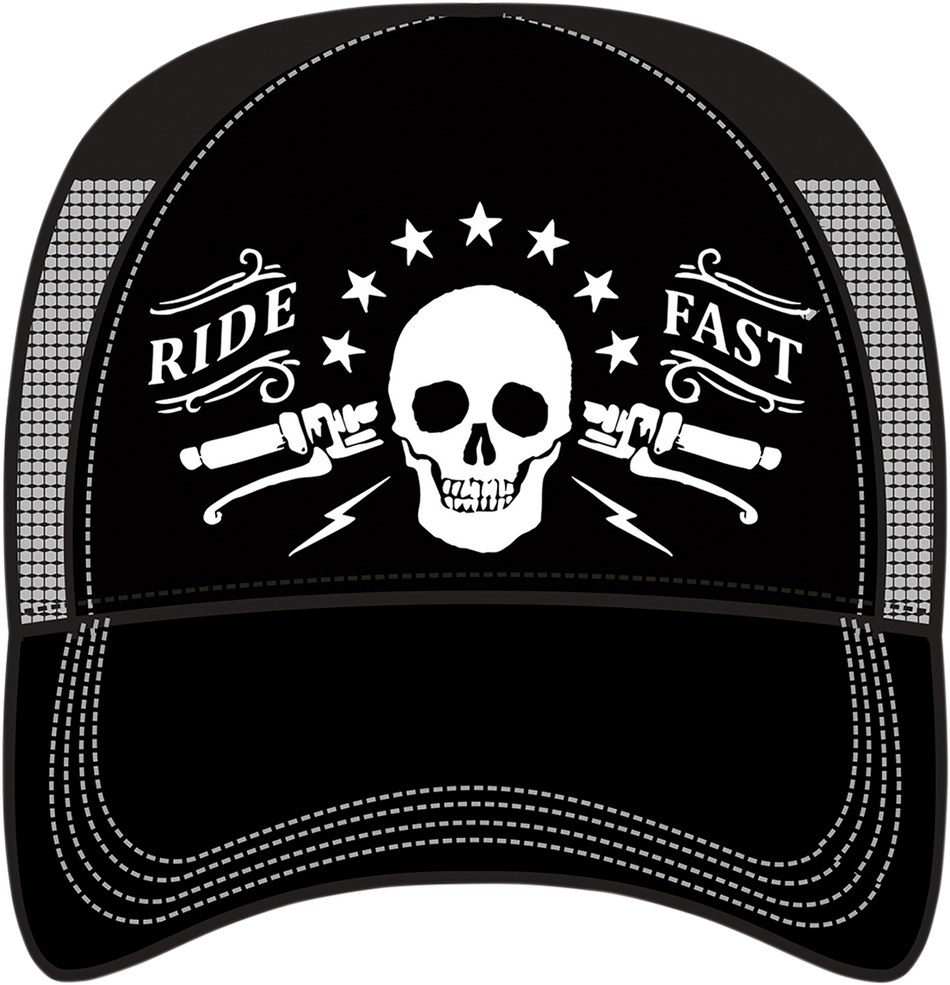 LETHAL THREAT Ride Fast Skull Handlebar Hat - Black/Gray HT82074