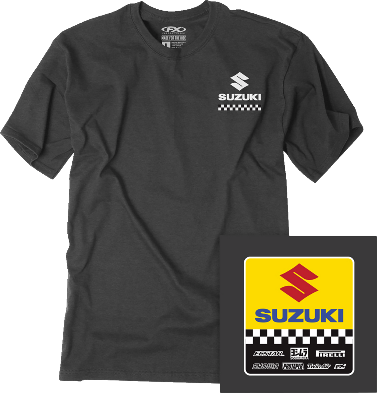 FACTORY EFFEX Suzuki Starting Line T-Shirt - Heather Charcoal - XL 27-87406