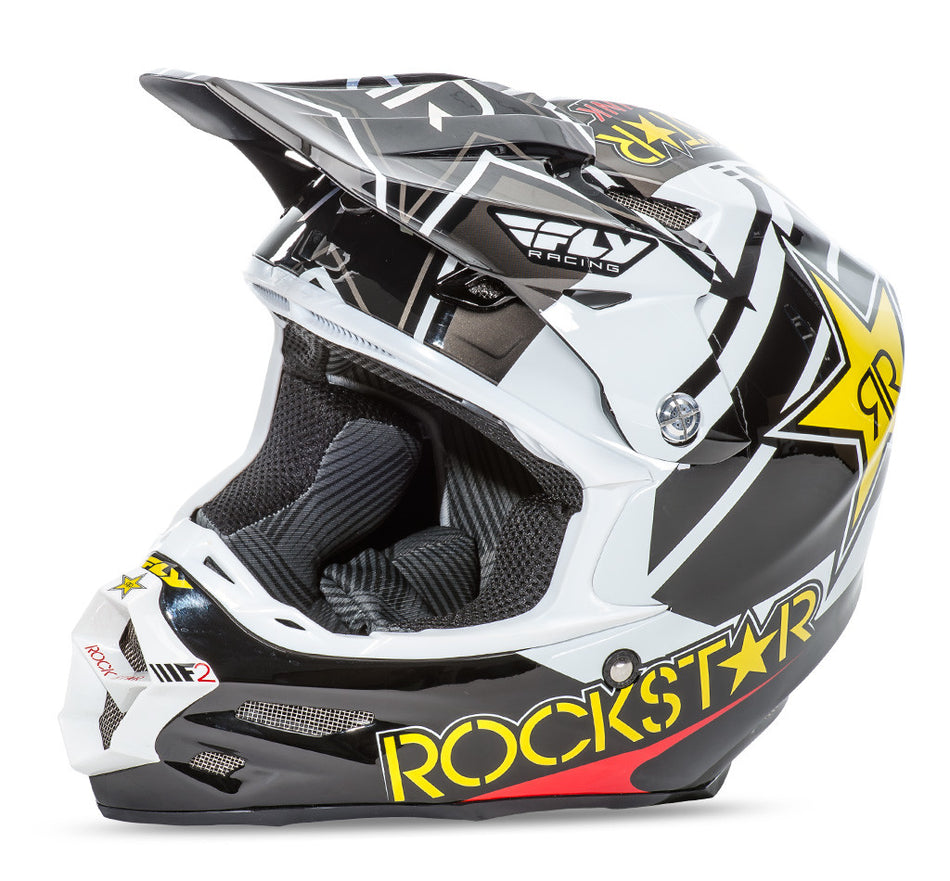 FLY RACING F2 Carbon Rockstar Helmet Black/White 2x 73-40752X