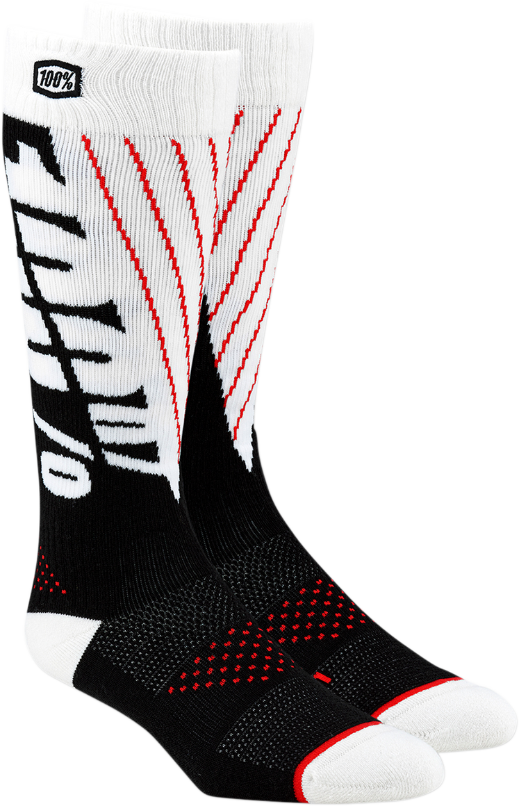 100% Torque Comfort Moto Socks - Black/White - Large/XL 24007-011-18