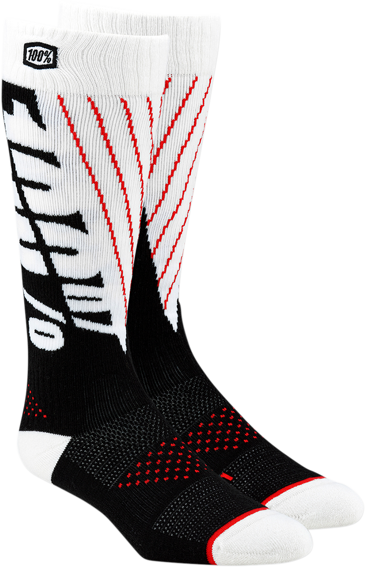 100% Torque Comfort Moto Socks - Black/White - Small/Medium 24007-011-17
