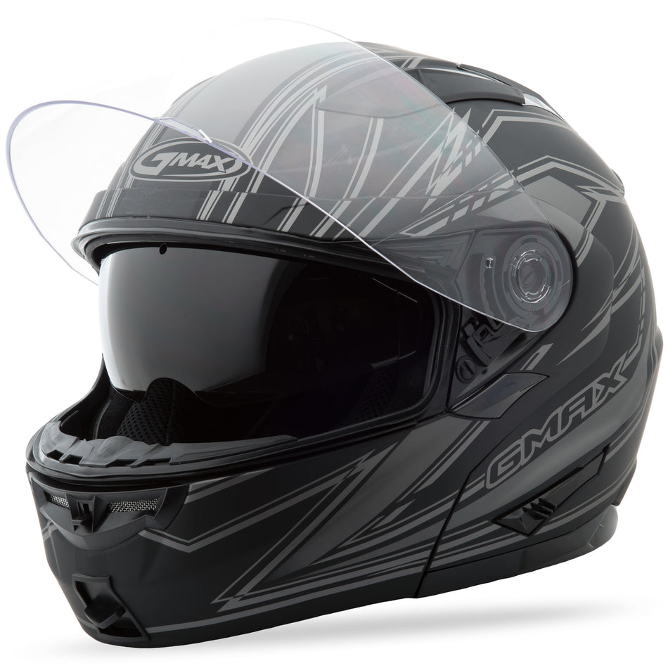 GMAX Gm-64 Modular Derk Helmet Matte Black/Silver Lg G1640396 F.TC-12