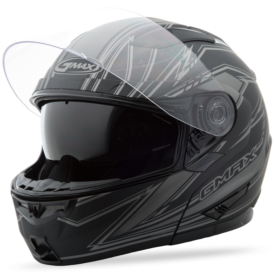 GMAX Gm-64 Modular Derk Helmet Matte Black/Silver Xs G1640393 F.TC-12